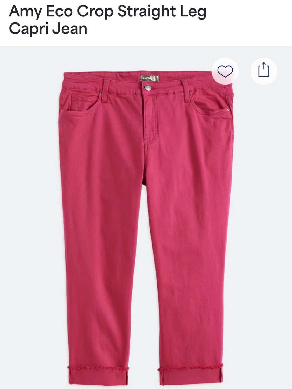 Kut from the Kloth Amy Crop Straight Capri in Fuchsia
